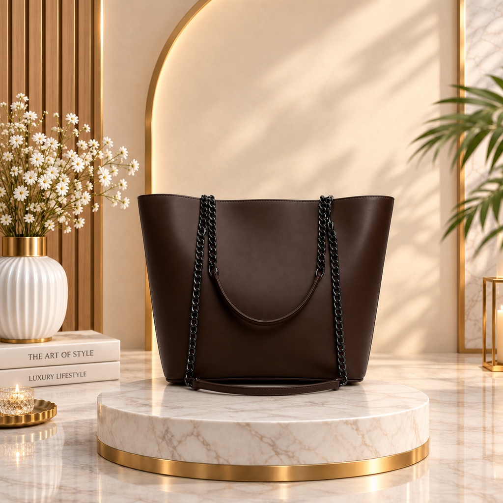 Tote Bag Chic Chain-Strap Leather Tote SC-020