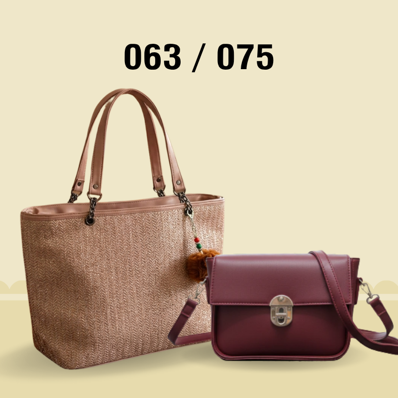 Stylish Black Textured Tote Bag & Sling Bag 063 / 075