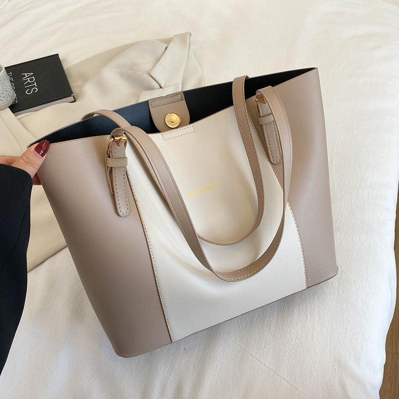 Sophisticated Two-Tone Structured Shoulder Bag SC-059
