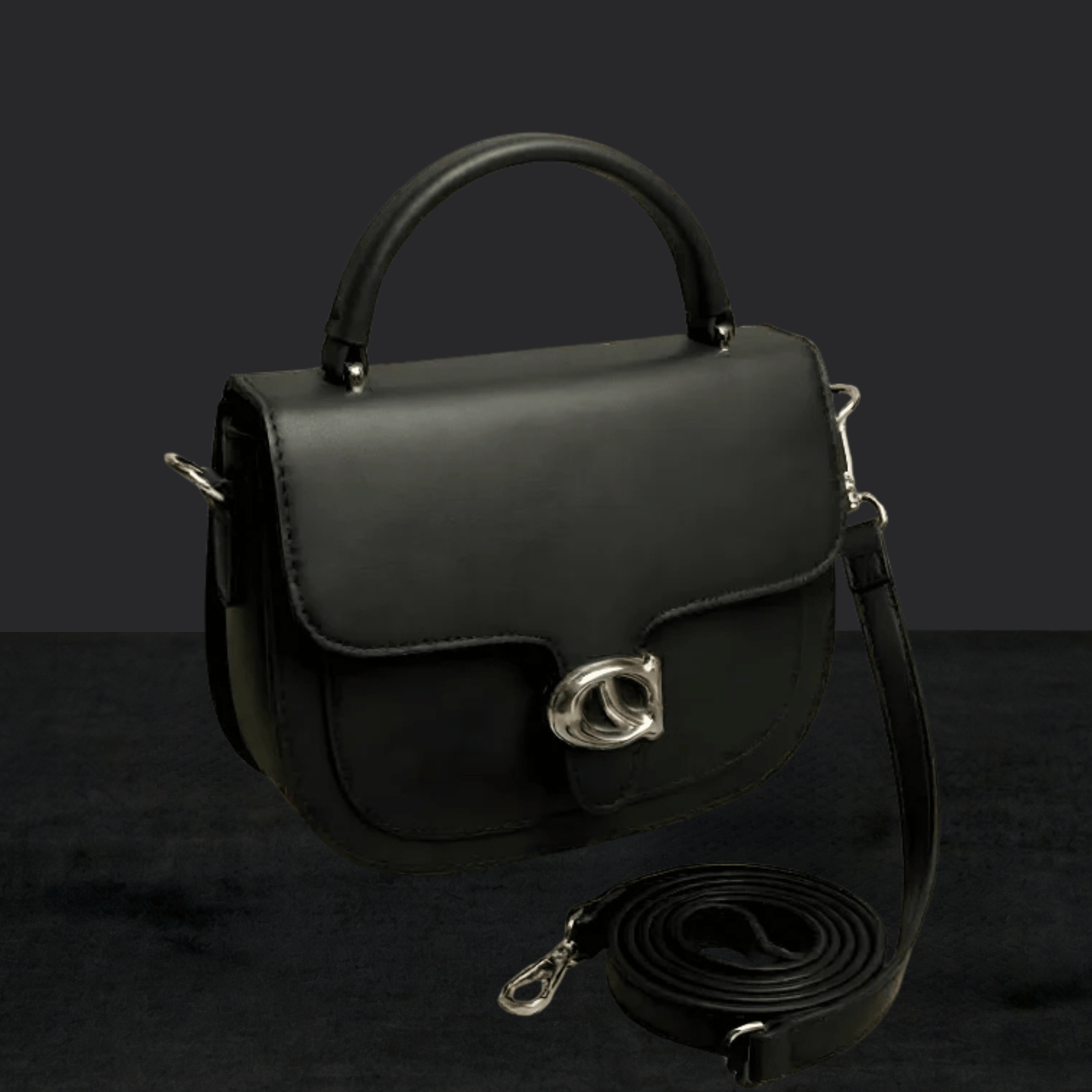 Premium Tan Saddle Handbag with Metallic Clasp SC-126