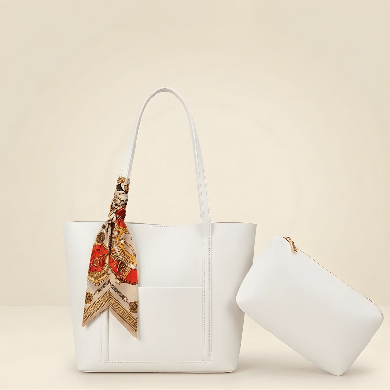Trendy Brown Tote Bag with Scarf & Pouch SC-049