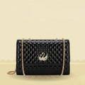 Luxury Quilted Ladies Clutch Crystal Swan Emblem SC-157