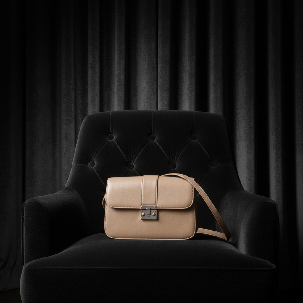 Classic Tan  PU Leather Crossbody Bag with Metallic Lock SC_097
