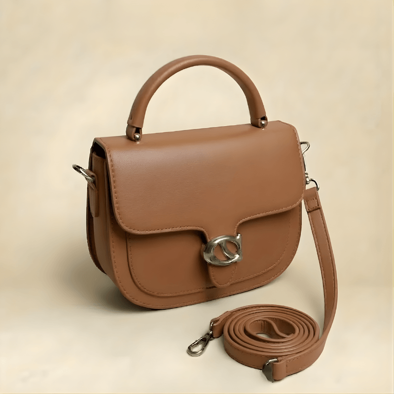 Premium Tan Saddle Handbag with Metallic Clasp SC-126