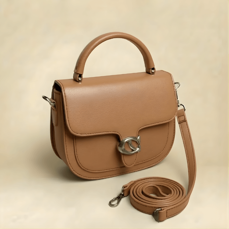 Premium Tan Saddle Handbag with Metallic Clasp SC-126