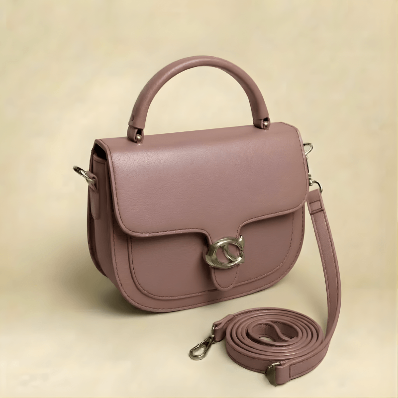 Premium Tan Saddle Handbag with Metallic Clasp SC-126