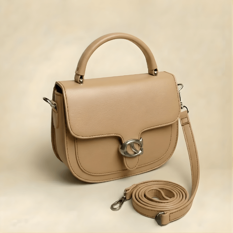 Premium Tan Saddle Handbag with Metallic Clasp SC-126