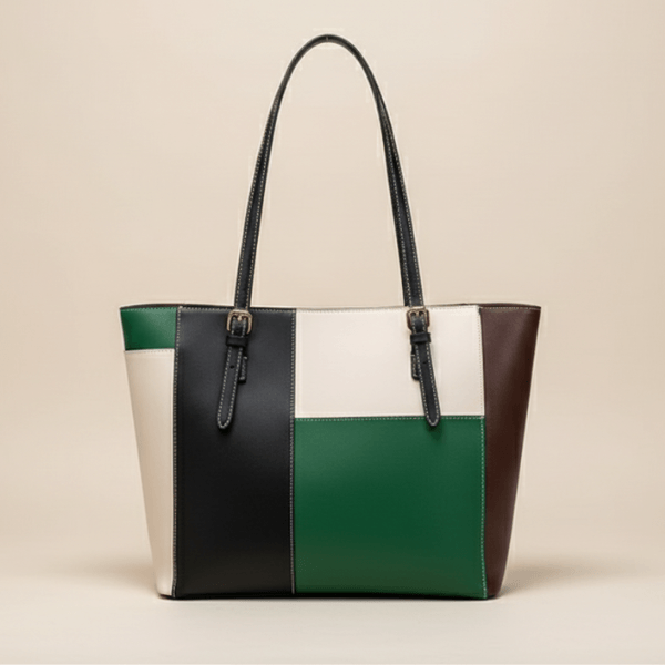 Chic Multi-Color Patchwork Structured Tote Bag SC-052