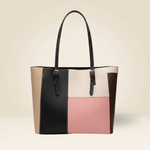 Chic Multi-Color Patchwork Structured Tote Bag SC-052