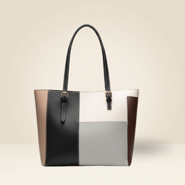Chic Multi-Color Patchwork Structured Tote Bag SC-052
