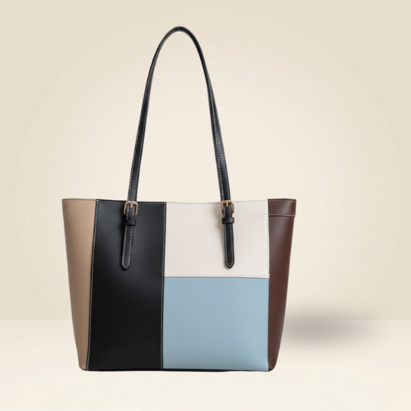 Chic Multi-Color Patchwork Structured Tote Bag SC-052