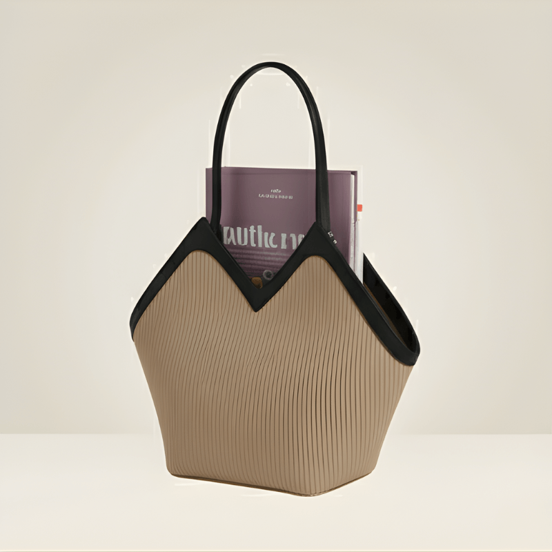 Luxury Ribbon-Accent Pleated Tote Bag SC-045