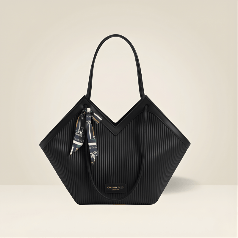 Luxury Ribbon-Accent Pleated Tote Bag SC-045