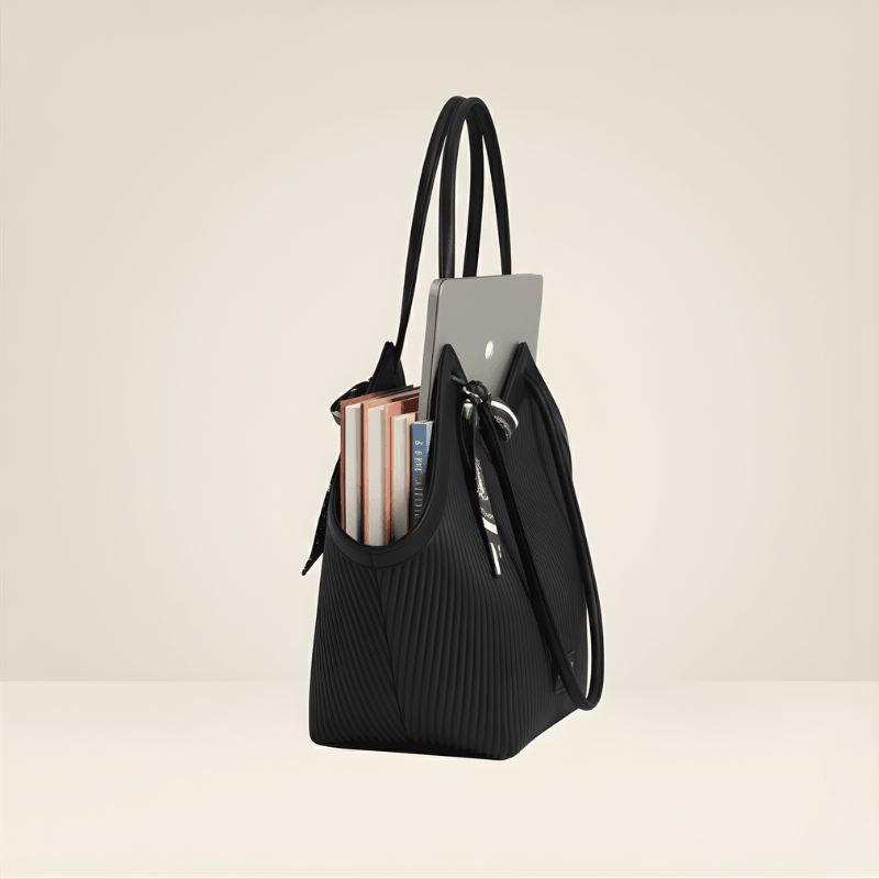 Luxury Ribbon-Accent Pleated Tote Bag SC-045