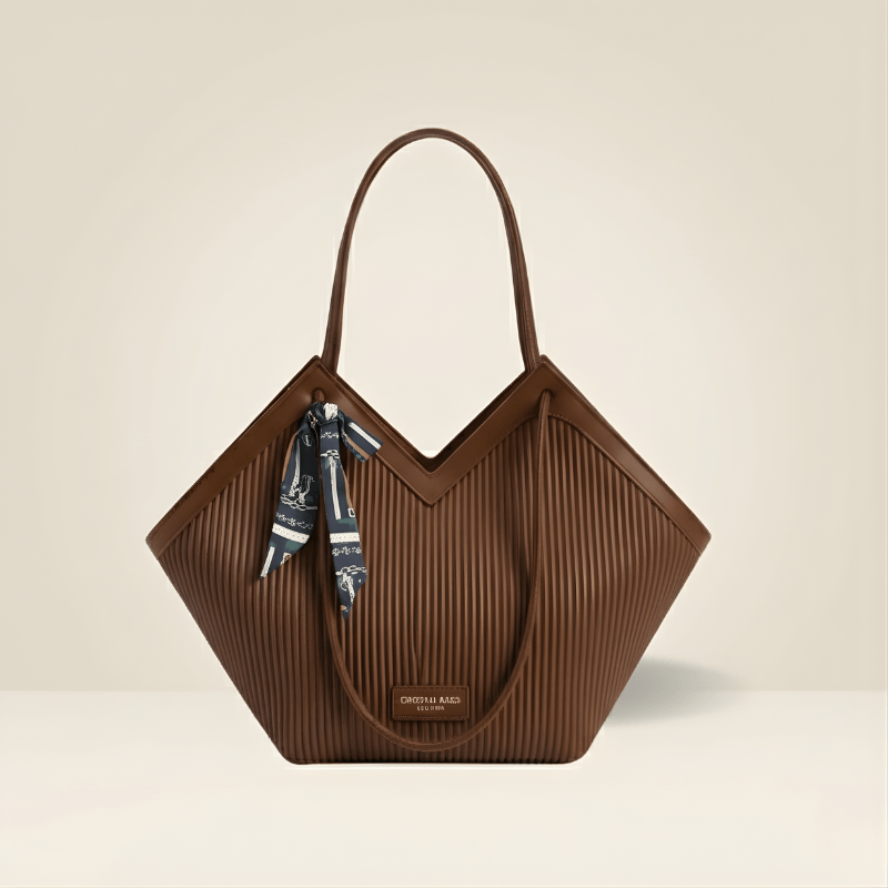 Luxury Ribbon-Accent Pleated Tote Bag SC-045