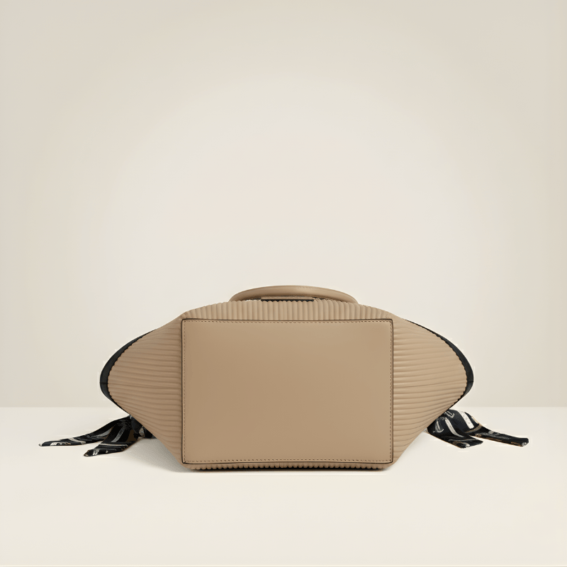 Luxury Ribbon-Accent Pleated Tote Bag SC-045