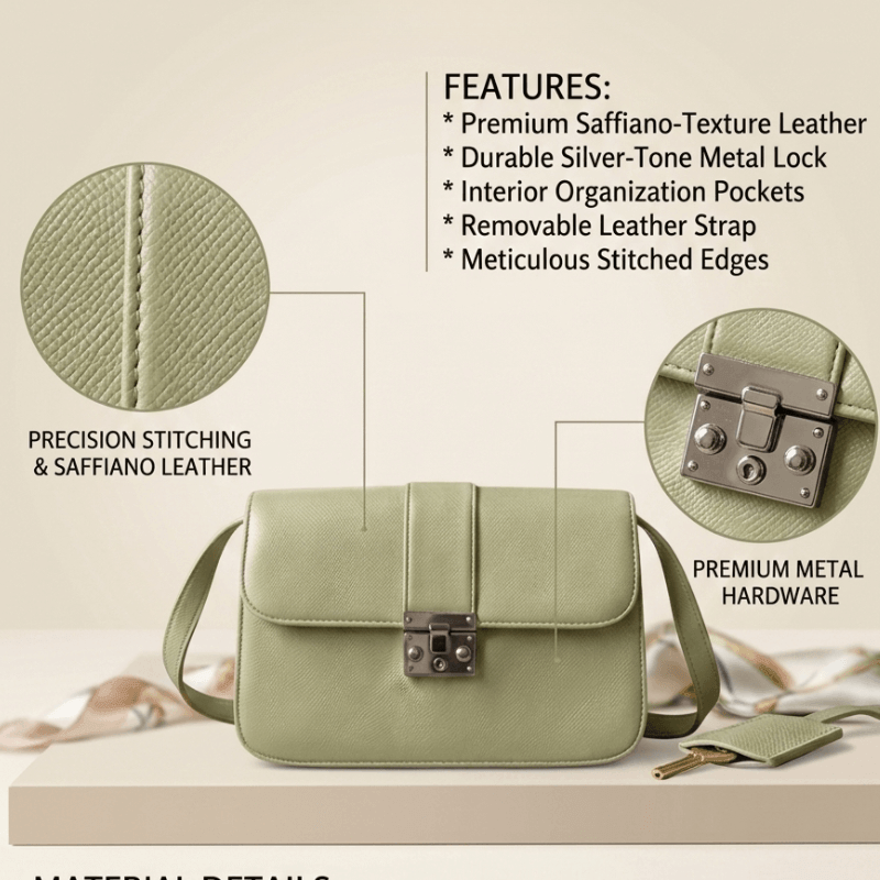 Classic Tan  PU Leather Crossbody Bag with Metallic Lock SC_097