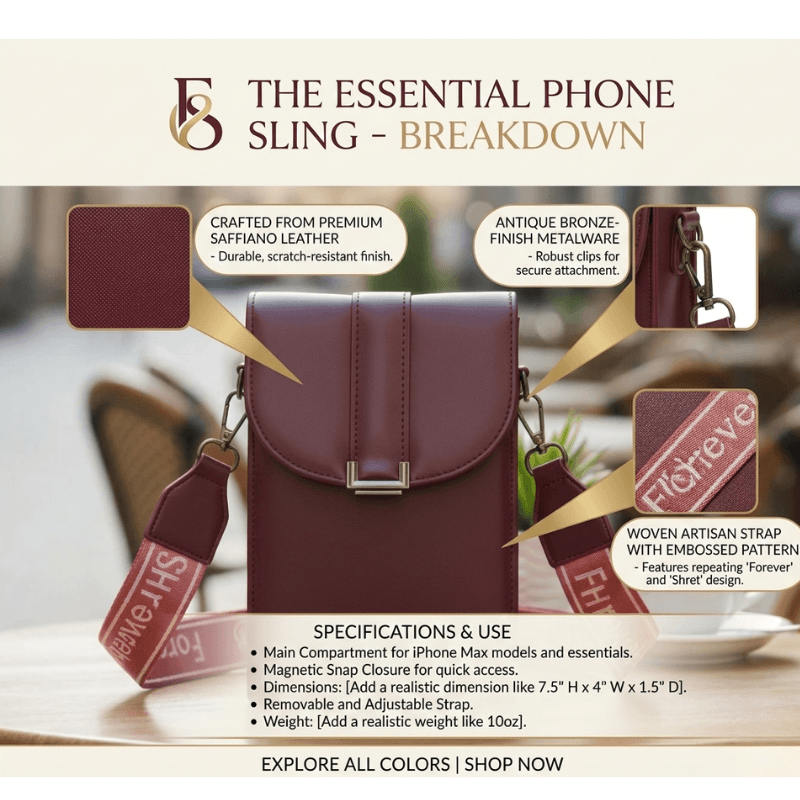 Crossbody Bag Premium Maroon Mobile Sling Bag with Wide Strap SC_031