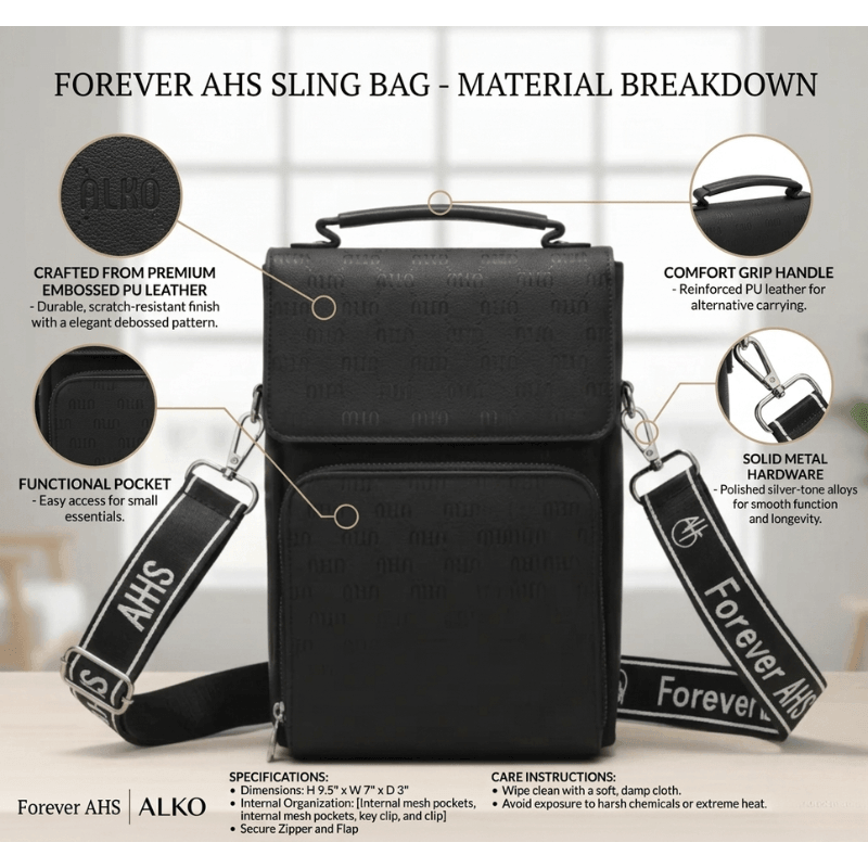 Crossbody Bag Premium Black Mobile Sling Bag with Wide Strap SC-006