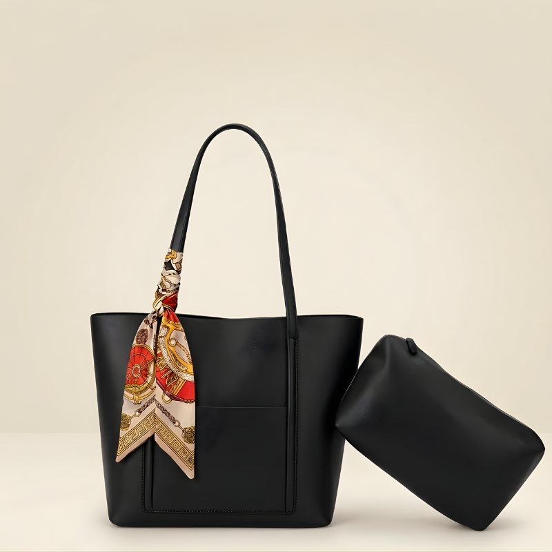 Trendy Brown Tote Bag with Scarf & Pouch SC-049