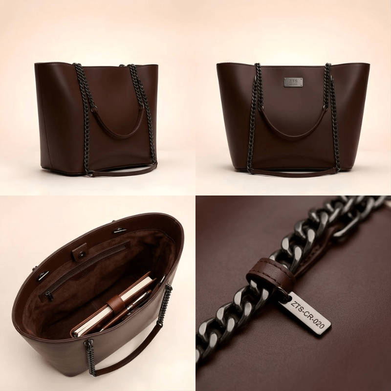 Tote Bag Chic Chain-Strap Leather Tote SC-020