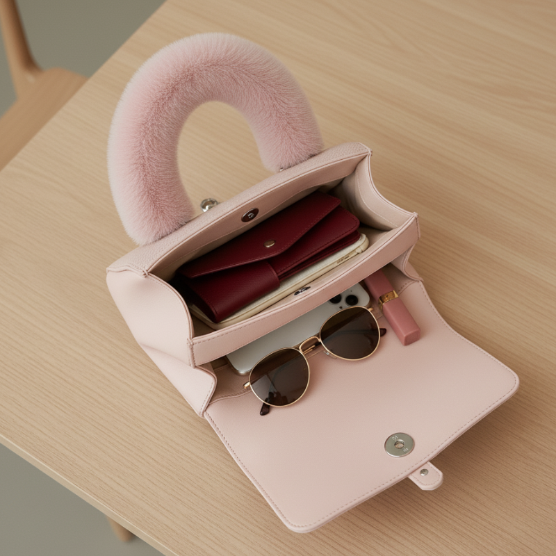 Handbag Modern Statement Fur-Handle Bag SC-137