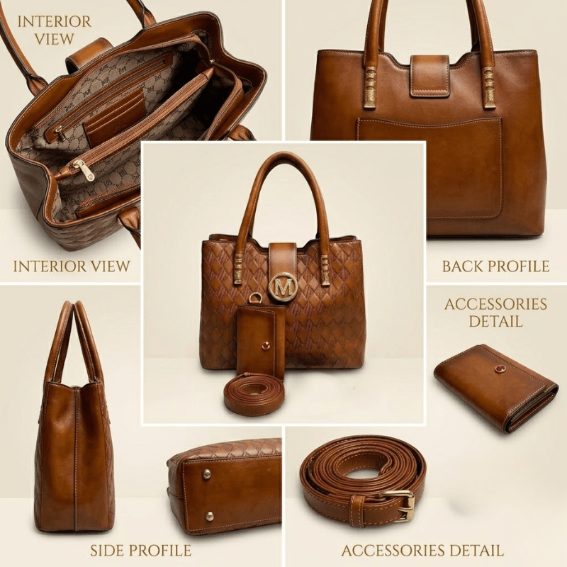 Luxury Quilted Ladies Tote Bag Matching Pouch SC-142