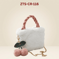Luxury Fur Handbag with Pink Braided Handles SC-119
