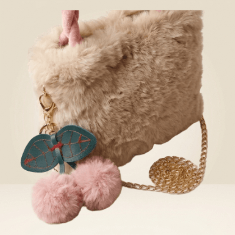 Luxury Fur Handbag with Pink Braided Handles SC-119