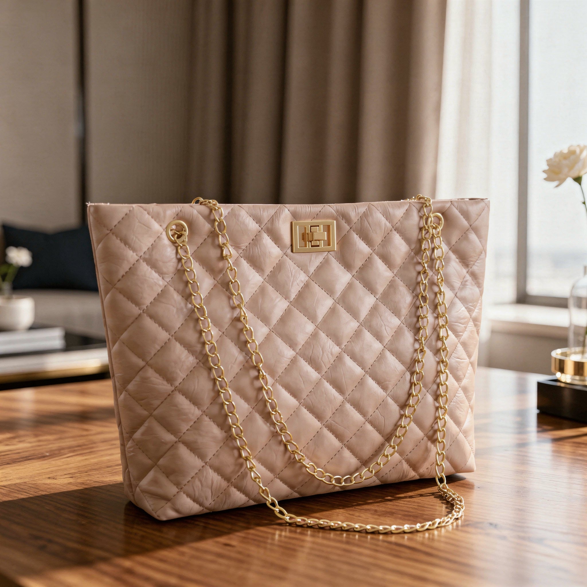 Elegant Quilted Chain Shoulder Bag – Premium Synthtic Leather SC-062