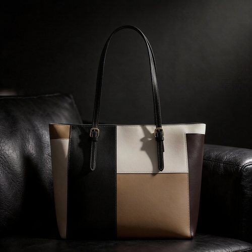 Chic Multi-Color Patchwork Structured Tote Bag SC-052